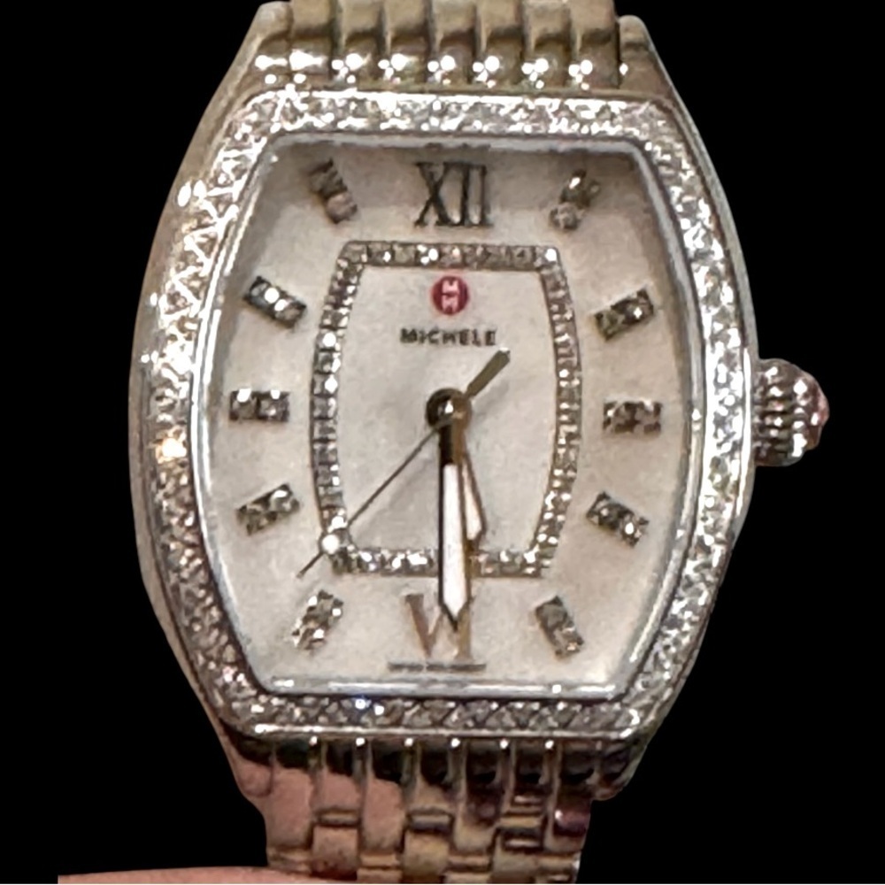 New ! Michele Releve Silver Diamond Watch - Picture 3 of 11